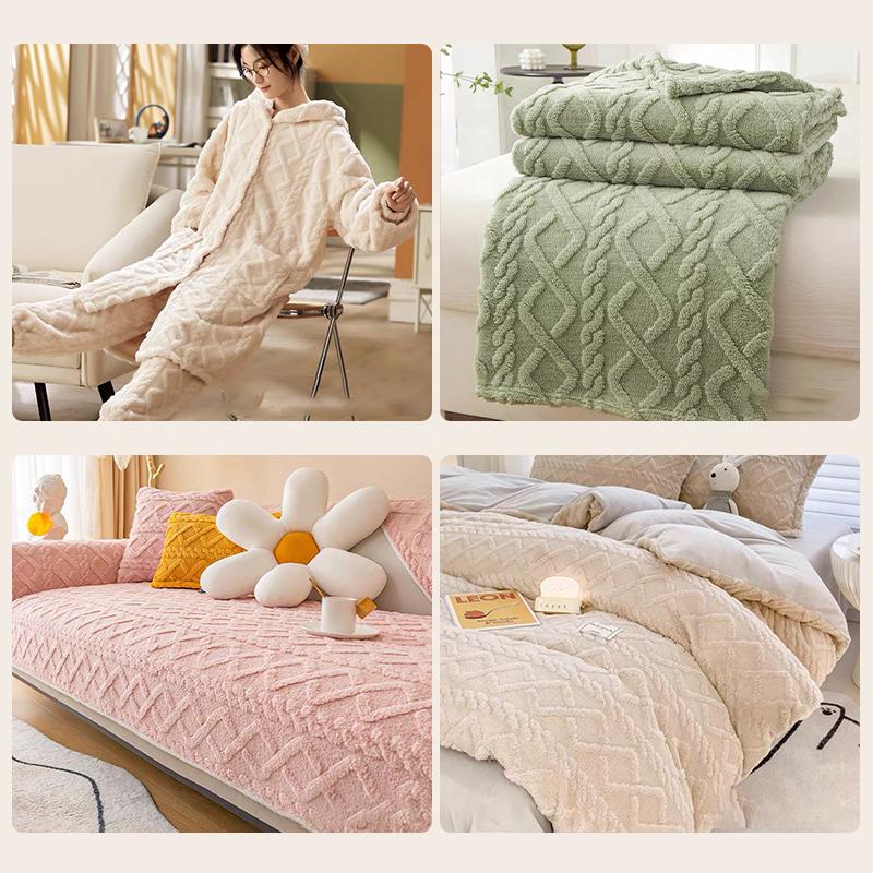Verdickter Jacquard-Flanellstoff Weich Warm Beidseitiger Lammveloursstoff Für DIY Nähen Pyjamas Decken Kissen Textilien