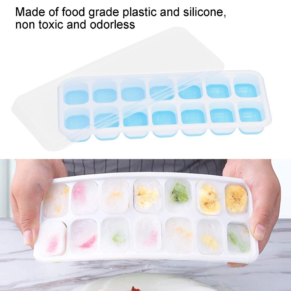 2pcs Spill-Resistant Ice Cube Tray Removable Lid Freezer Ice Mold Durable Ice Cube Mold Home