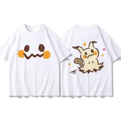 Miniso Pokémon Anime Cute Mimikyu Printed T-shirt Hot Selling Summer New Women Men Loose Casual Trend Versatile Short Sleeved