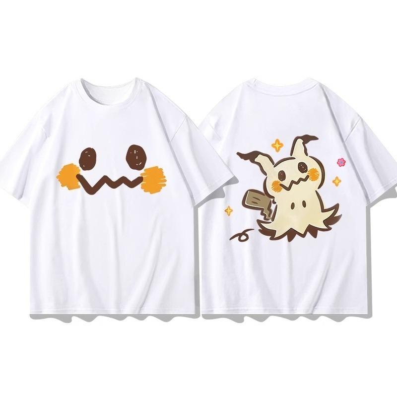 Miniso Pokémon Anime Cute Mimikyu Printed T-shirt Hot Selling Summer New Women men Loose Casual Trend Versatile Short Sleeved S