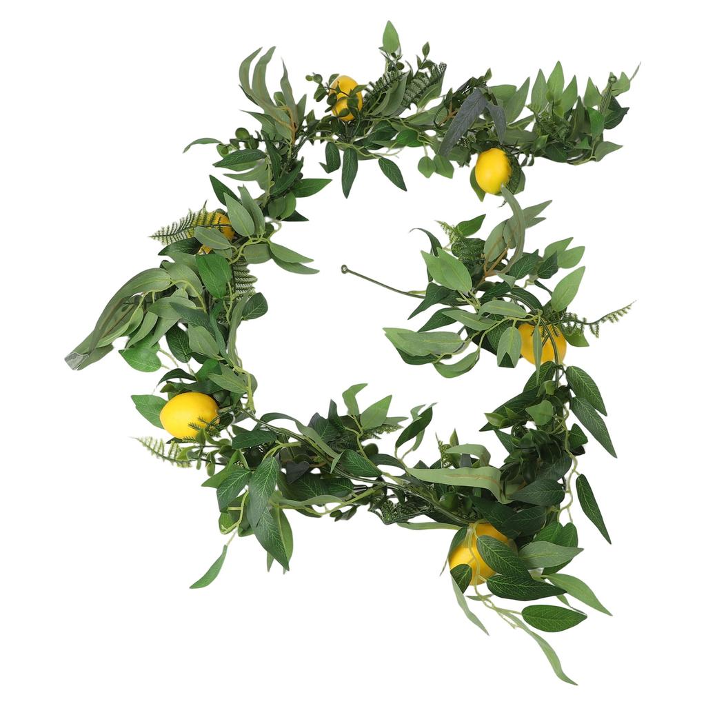 180cm Artificial Lemon Wreath With Green Plants Willow Leaf Lemon Vine Wedding Decoration Simulation Lemon Decoration Vine