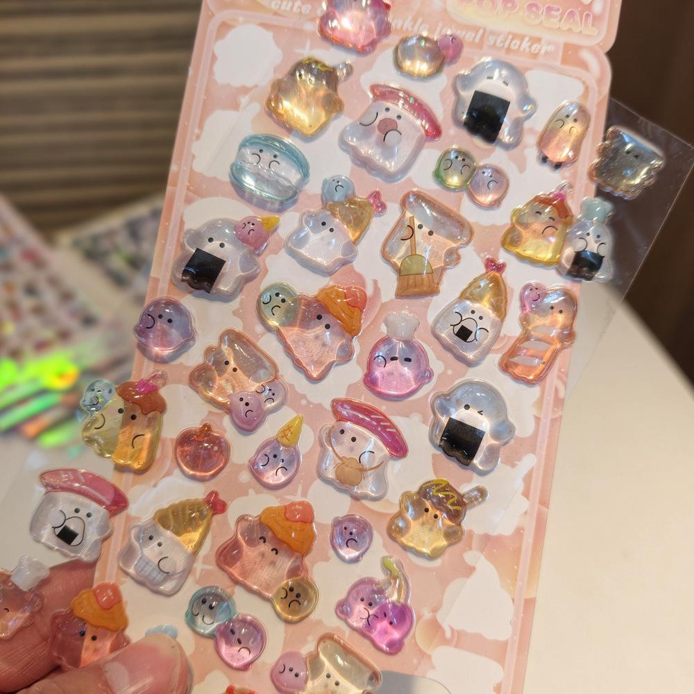 Cute Animals Ghost Drop 3d Relief Sticker Scrapbooking Diy Diary Decor Stationery Sticker Aesthetic Stickers Anime Peripheral