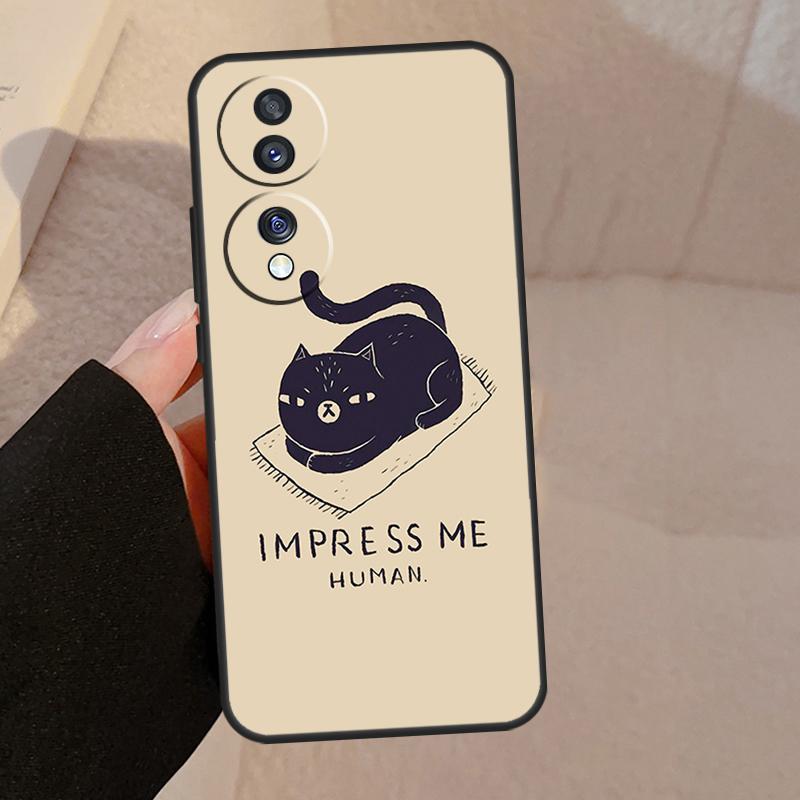 Black Cat Face Kitty For Honor Magic 7 Lite 6 5 V5 Case For Honor 400 200 Pro 90 70 50 X8a X8b X9a X9b X9c Cover