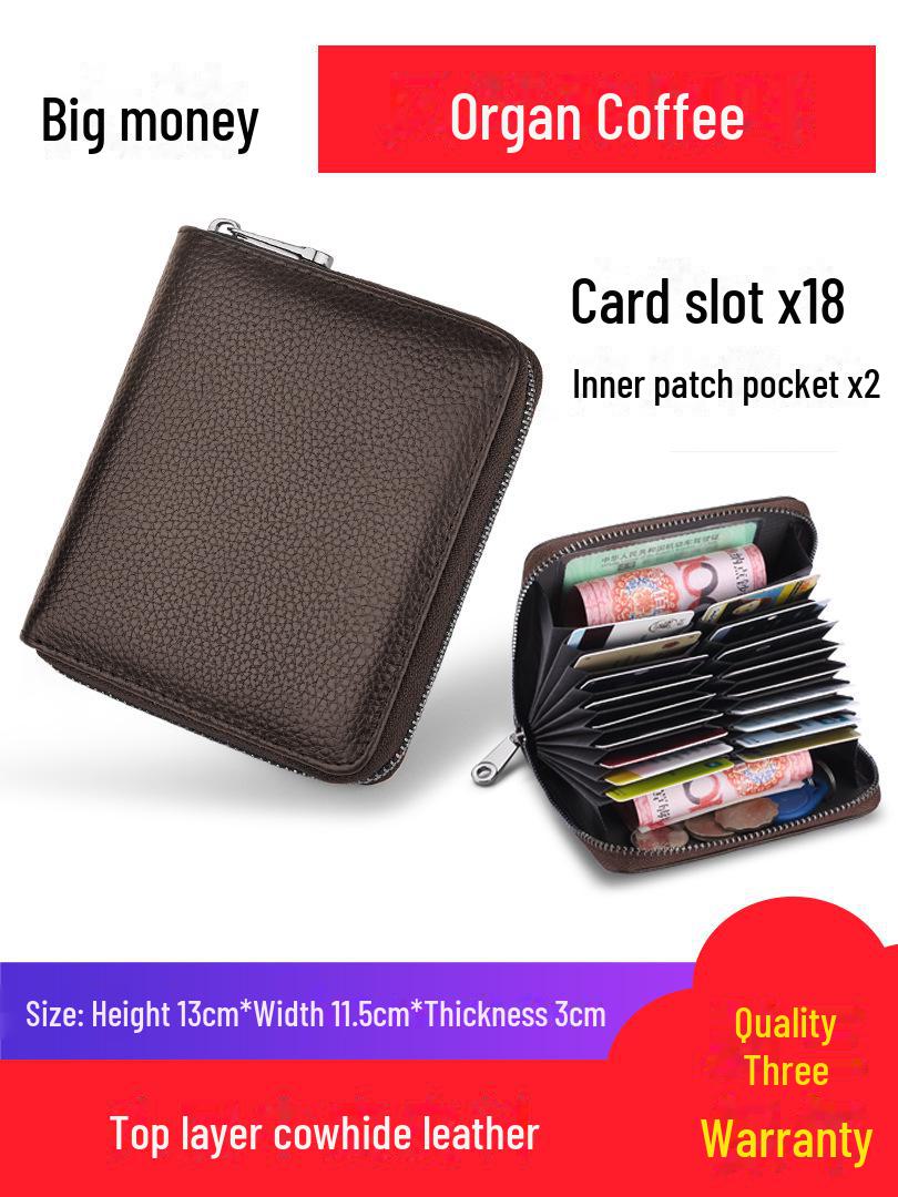 

Держатель для RFID-карт из натуральной кожи с защитой от кражи и застежкой-молнией для мужчин и женщин