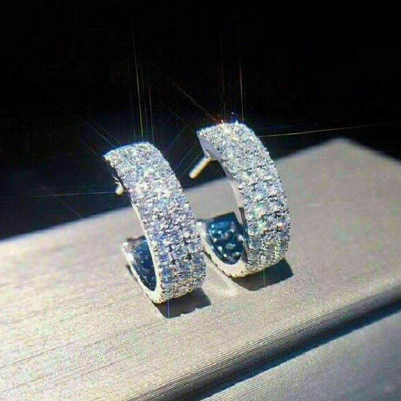 Exquisite Full Diamond Zirconia Three-Row Drop Earrings - Cross-Border Hot Selling Bride Jewelry