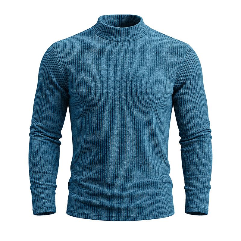Men's Thermal Mock Neck Knit Sweater Casual Ribbed Pullover Tops for Fall Winter Daily Wear Streetwear Slim Fit Knitwear