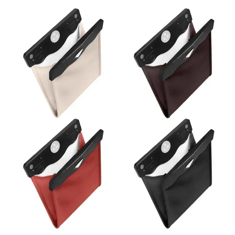 Car Trash Bin With LED Leather Waterproof Garbage Bag Back Seat Hanging Leather Storage Pocket Car Organize Interior Accessories