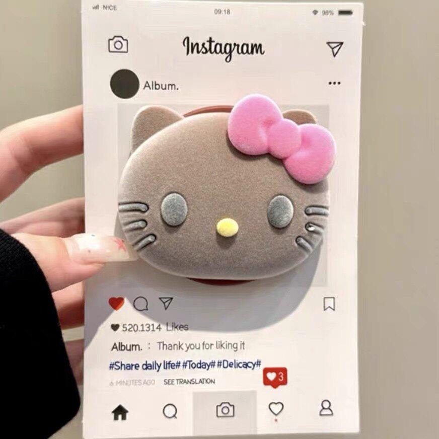 Flocked Cute Cartoon Cat Magsafe Magnetic Phone Holder - Retractable and Foldable with Strong Airbag.