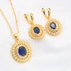 3Shiny blue gemstone synthetic zircon wedding jewelry set with sunflower design, includes earrings and necklace set, elegant and personalized