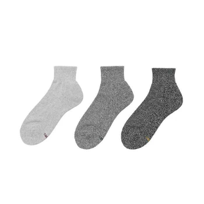 Quarter-length Socks 3P Mono-tone Multi