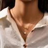 Adjustable 18K Gold Plated Sterling Layered Pearl Bead Pendant Necklace Women O-Link Chain Daily Fashion Jewelry
