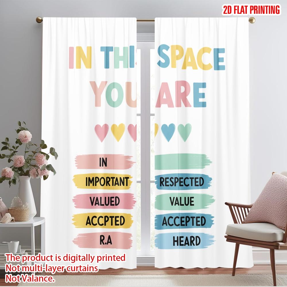 

2pcs 2D flat printing Curtain IN THIS SPACE YOU ARE IMPORTANT Polyester Without Electricity Family Party Use for Outdoor and 52.50×116.00 CM 2pcs