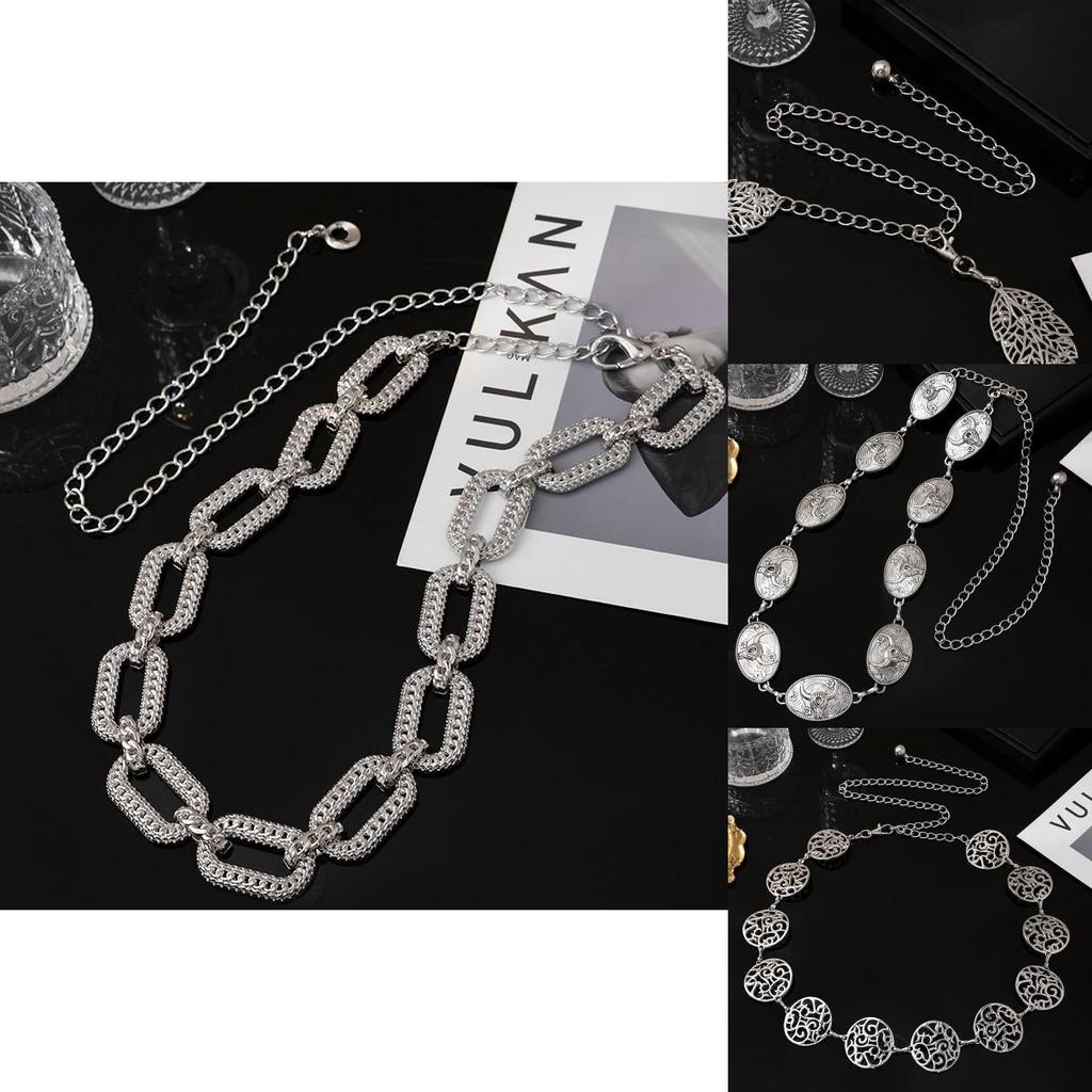 Geometric Metal Waist Belt With Hollow Circle Pattern For Spring And Autumn