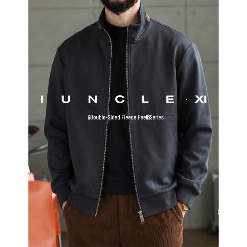 Men's Suede-Feel Fleece Stand-Collar Zip Sweatshirt