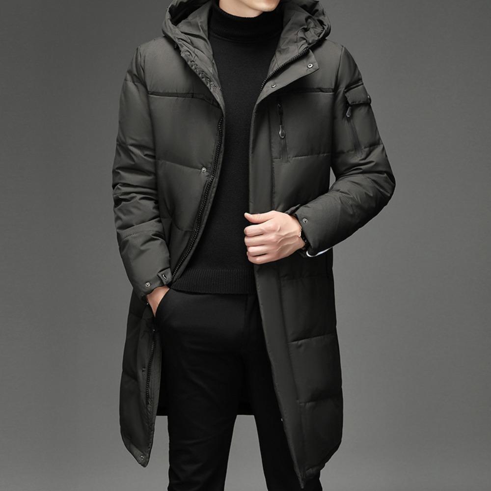 Down jacket men's jacket dad wear long work clothes over the knee thickened middle-aged and elderly outdoor