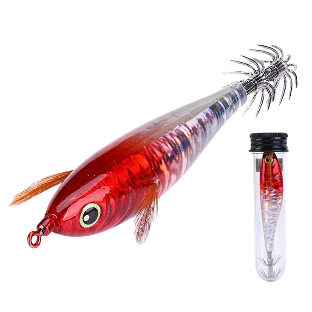 Fishing Squid Jigs Cuttlefish Lures Double-Layer Rust-Proof Luminous Shrimp Prawn Sleeve Jig Hooks for Saltwater Fishing