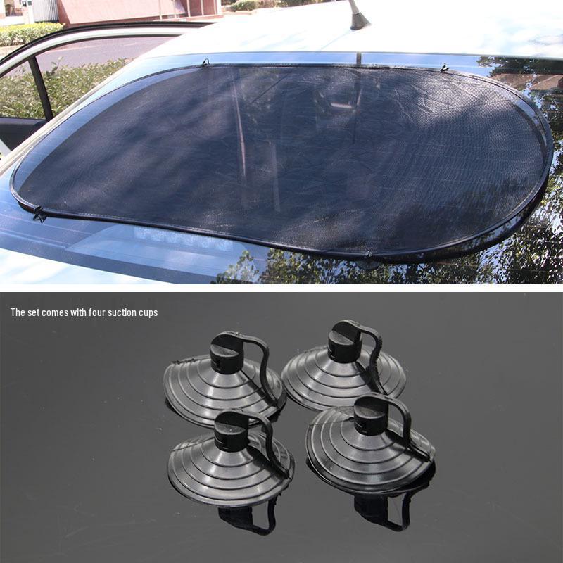 Mesh Car Sunshade with Black Suction Cups, 100x50CM - UV Protection & Heat Insulation for Back Window