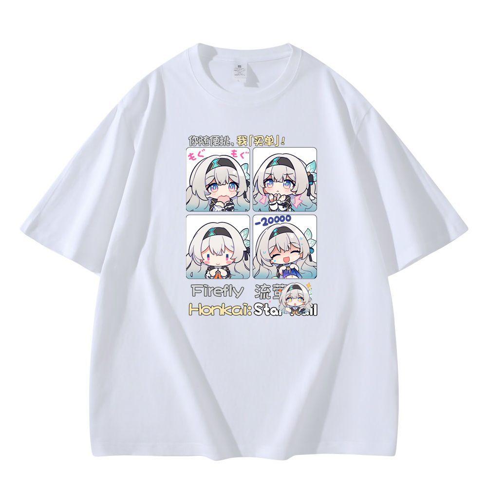 New Anime Honkai Star Rail Firefly Cosplay Printed Short Sleeve TShirt Casual Tee Fashion Vintage Shirts Versatile In Summer
