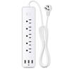 8 in 1 Power Strip Surge Protector US Plug Wall Outlet Adapter with 5pcs Widely-Spaced AC-Outlets & 3x USB Ports