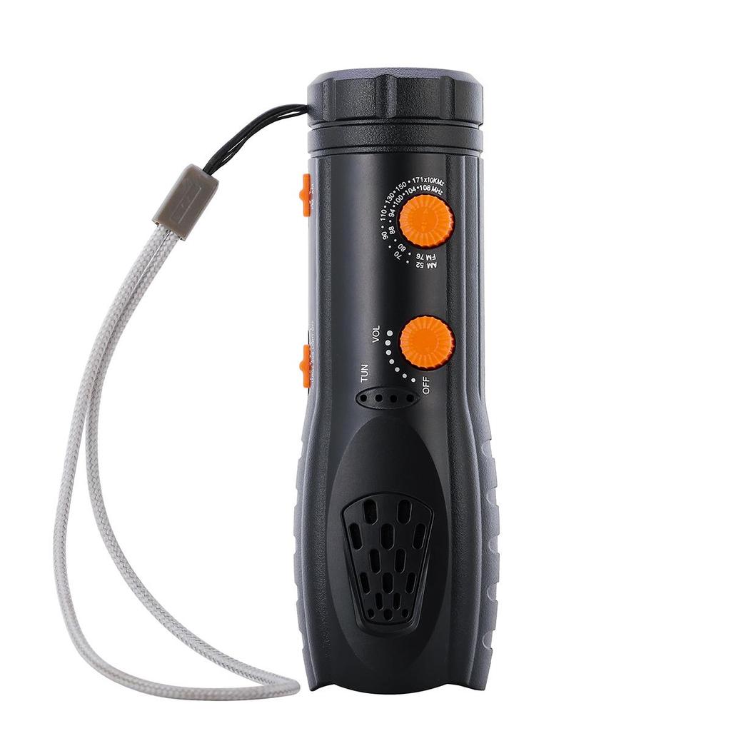 Emergency Multi-Function Hand-Crank Flashlight with Radio, SOS Alarm, and Phone Charger