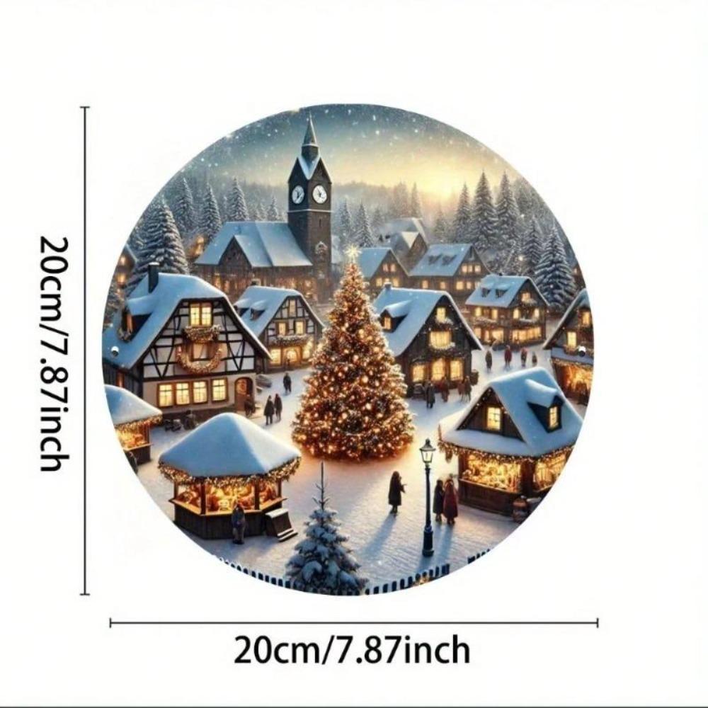 Vintage Winter Village Metal Wall Art Weather Resistant Home Cafe Decor