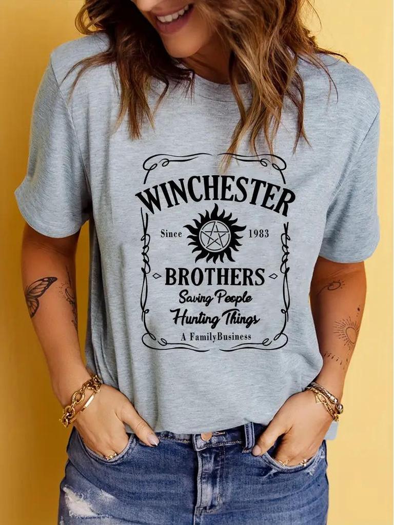 Light Grey Women's Short-Sleeved European and American Style Top with Picture