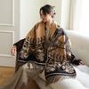 Fashion plaid core-spun yarn women's scarf autumn and winter new tower long jacquard shawl warm and thickened versatile scarf