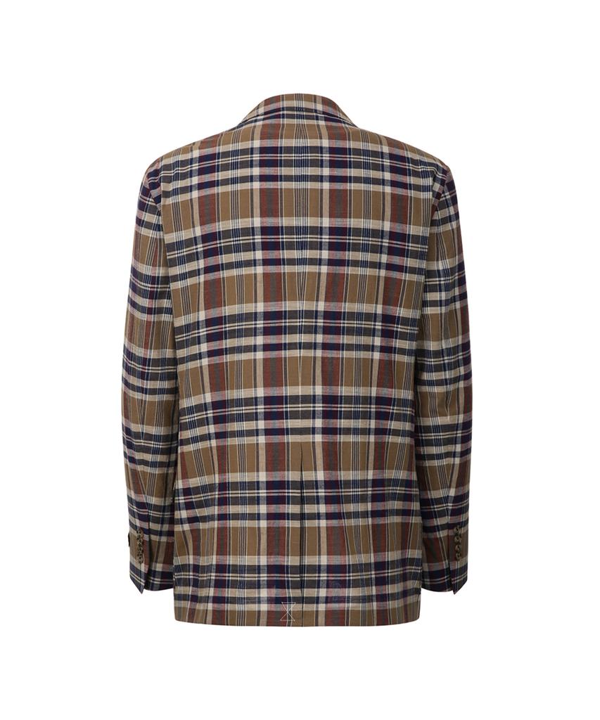 Brooks Brothers Classic Fit Cotton Madras 2-Button Jacket (Brown) (Bbjsmf84624Es)