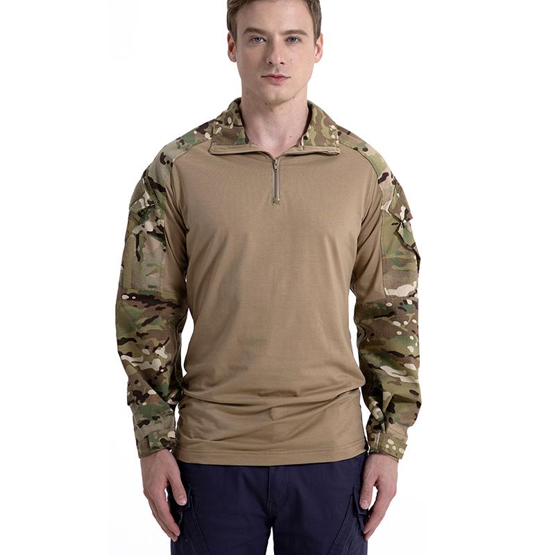 Herren Camouflage Tactical Shirt Langarm Combat T-Shirt Baumwolle Camo Uniform Shirts