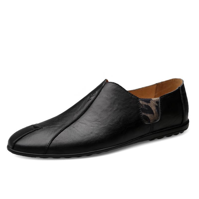 Men s Korean Style Cowhide Loafers - Large Size Slip-On Driving Moccasins 38
