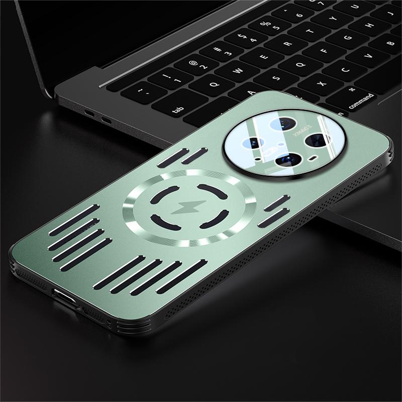 Hard Metal Heat Dissipation Magnetic Wireless Charging Cover For Huawei Mate 70 60 50 40 Pro Cool Protective Back Case