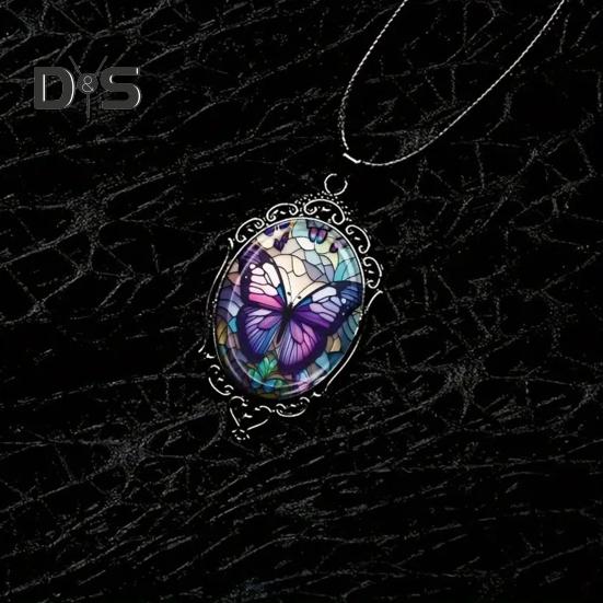 Naszyjnik z motylem dla kobiet Retro Alloy Fioletowy naszyjnik z motylem Biżuteria damska Prezent na randkę Codzienny ubiór