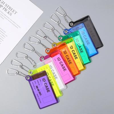 Nový průhledný držák na karty z PVC Candy Color s klíčenkou Mini přenosný obchodní kryt ID Bag