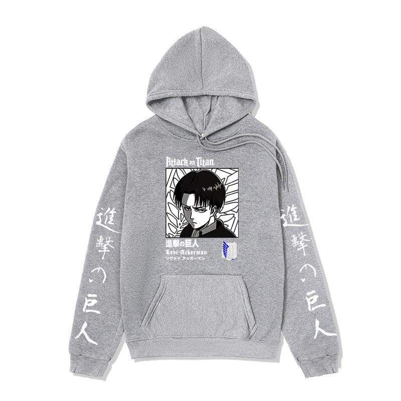 Mens Attack On Titan Anime Hoodie Winter Fleece Lined Oversized Streetwear Sweatshirt Youth Casual Wear