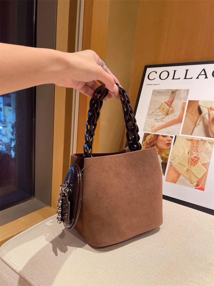 

Frosted bucket bag Korean version of high fashion portable one-shoulder messenger bag