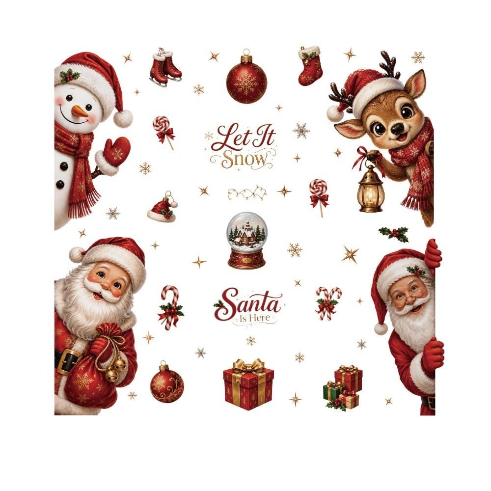 4 Sheets Removable Static Christmas Static Cling Decal Xmas Party Door Stickers Party Supplies