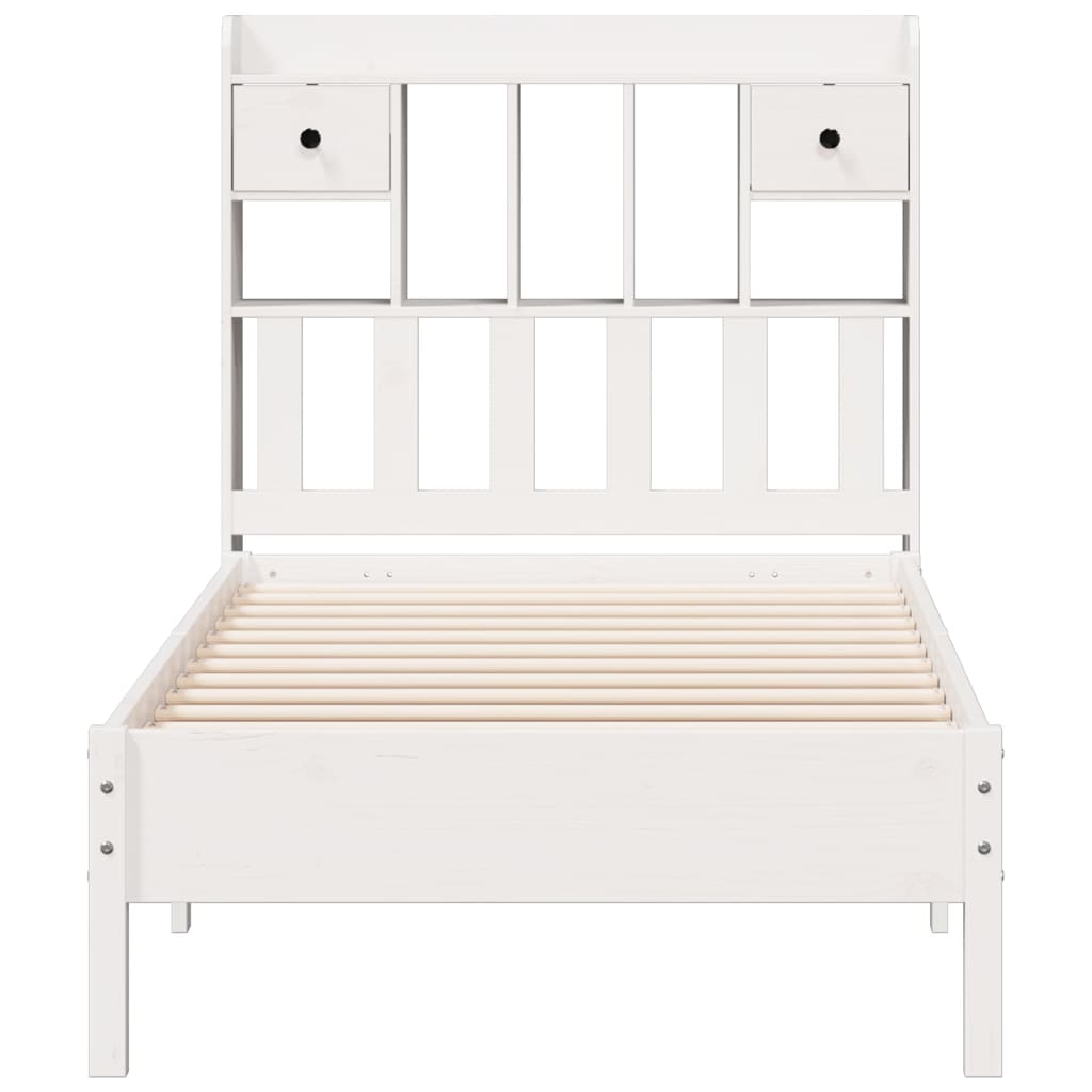 Vidaxl Bed With Shelf, Without Mattress, White, 90X190 Cm, Pine