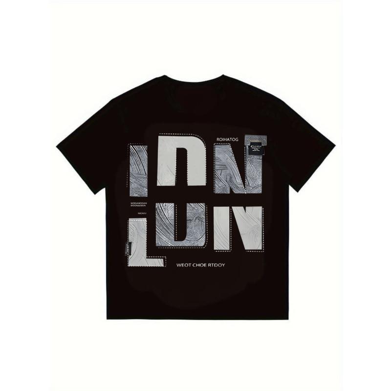 

Black T Shirt With Abstract Graphic Print And Text Design For Casual Streetwear Style XXXXL чорний