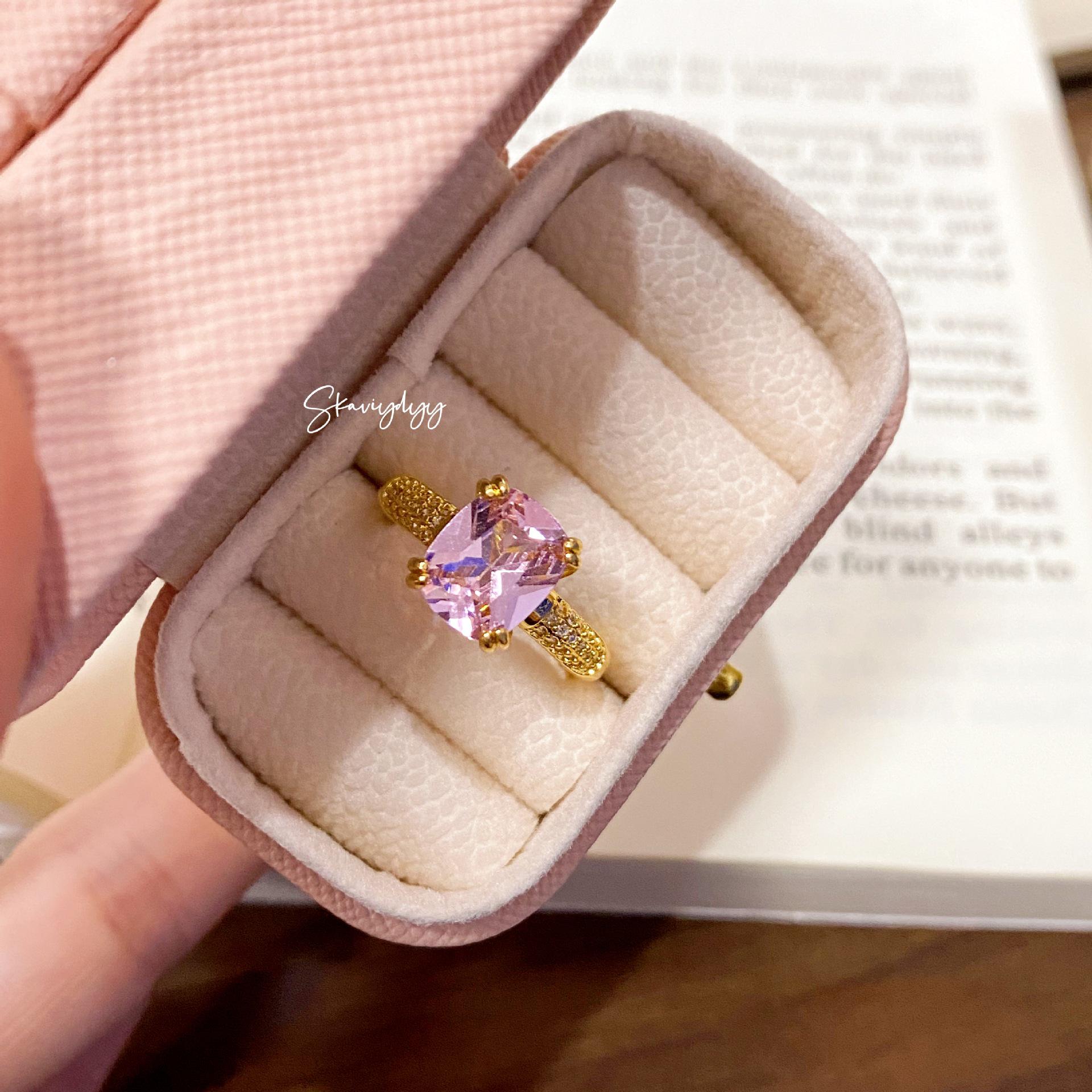 Elegant High-End Pink Argyle Diamond Ring for Women Adjustable Open Size