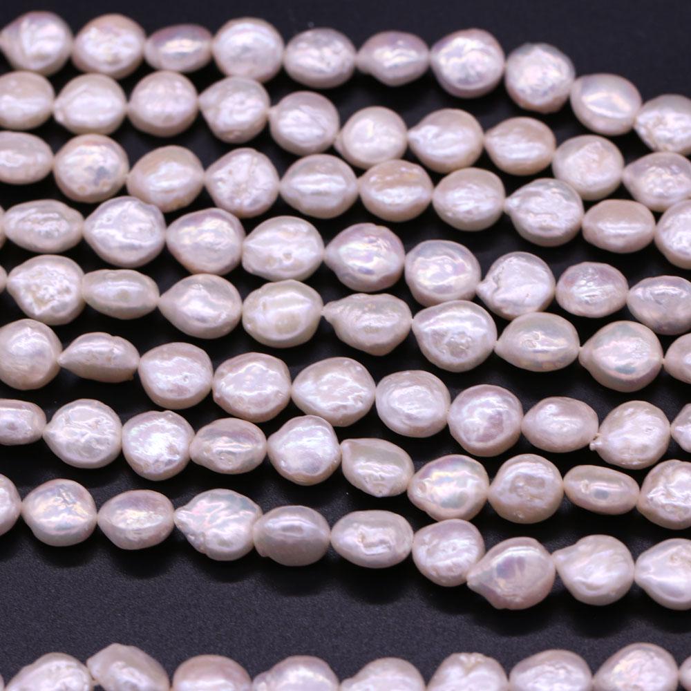 1String, Natural Freshwater Pearls, 8-9mm White Small Button Shape Pearl Beads for Jewelry Making DIY Crafts, Wedding Gifts for Women, 36cm