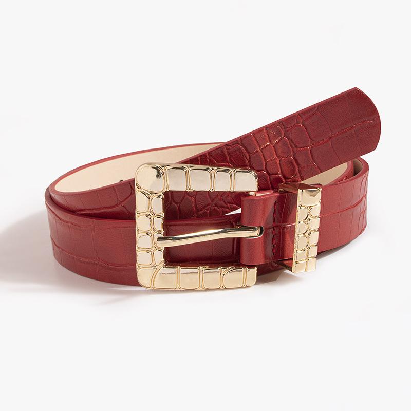 New Women's Crocodile Pattern Buckle Crocodile Pattern Patent Leather Chic Fashion European and American Business Belt