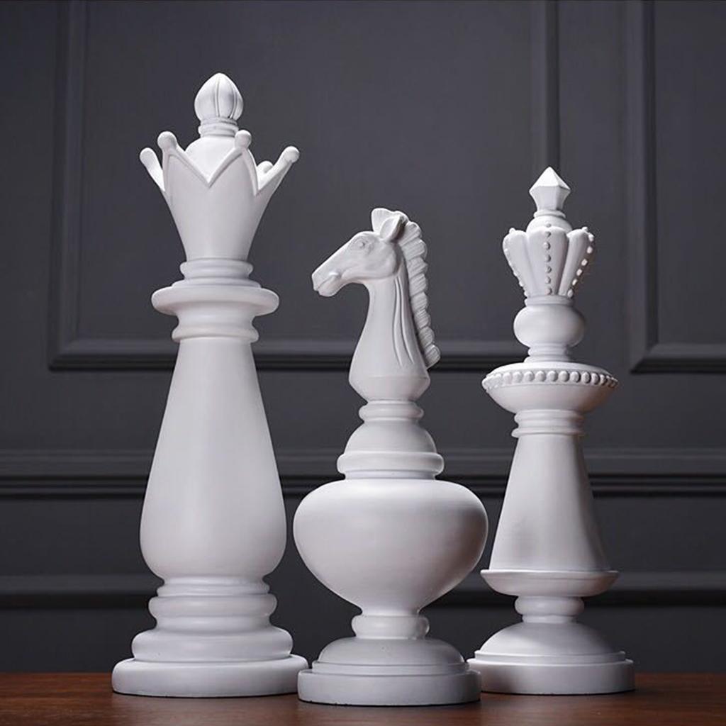 3 Packs of Chess Statue, Chess, Sculpture, Home Ornaments, Gifts , White