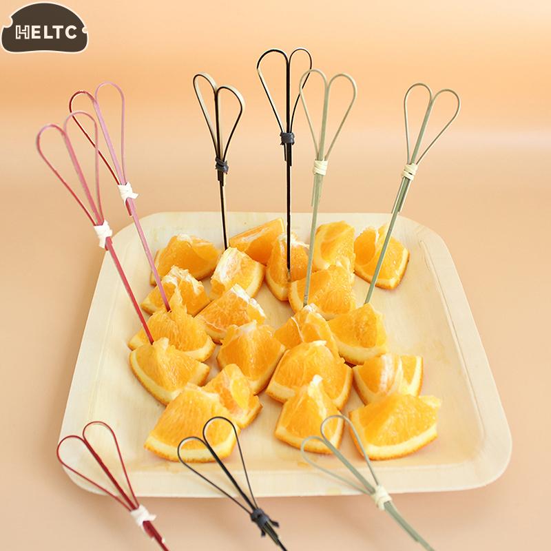 100Pcs Bamboo Skewers Barbeque Bar Tool Kitchen Cocktail Picks Disposable Bamboo Knot Skewers Fruit Forks Stick For Home Party