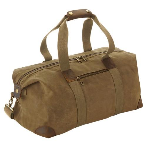 Quadra Heritage Leather Trim Waxed Canvas Holdall
