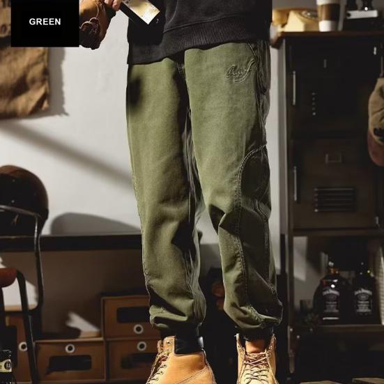 Men Harem Pants Thin Solid Color Elastic Waist Pockets Ankle-banded Drawstring Deep Crotch Wear-resistant Soft Breathable Men Cargo Pants Long