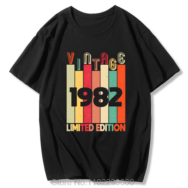 

Vintage 1982 Limited Edition T Shirt New Summer Cotton Tshirt Men Tops Hip Hop Unisex Tees Oversize Streetwear Harajuku S разноцветный
