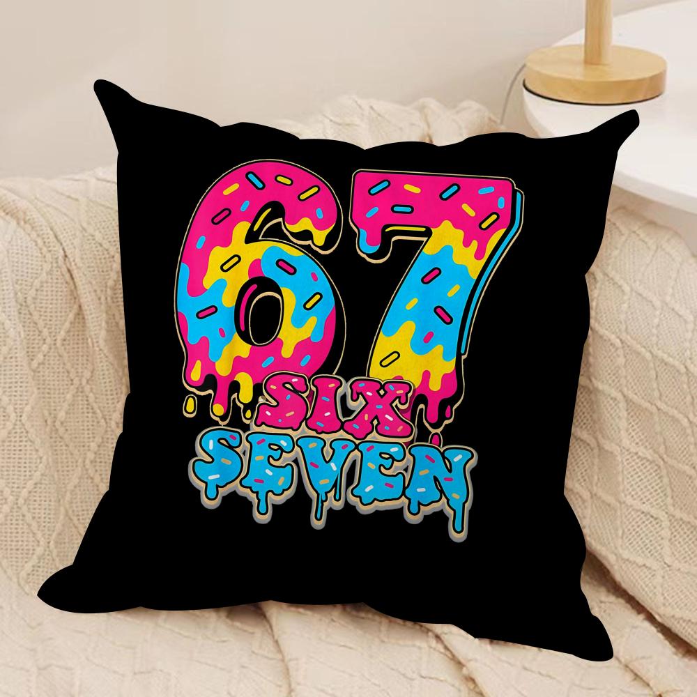 six seven Cushion Cover Soft Plush Fabric DoubleSided Printed Cushion Covers for All Seasons Modern HomeDecor Gift