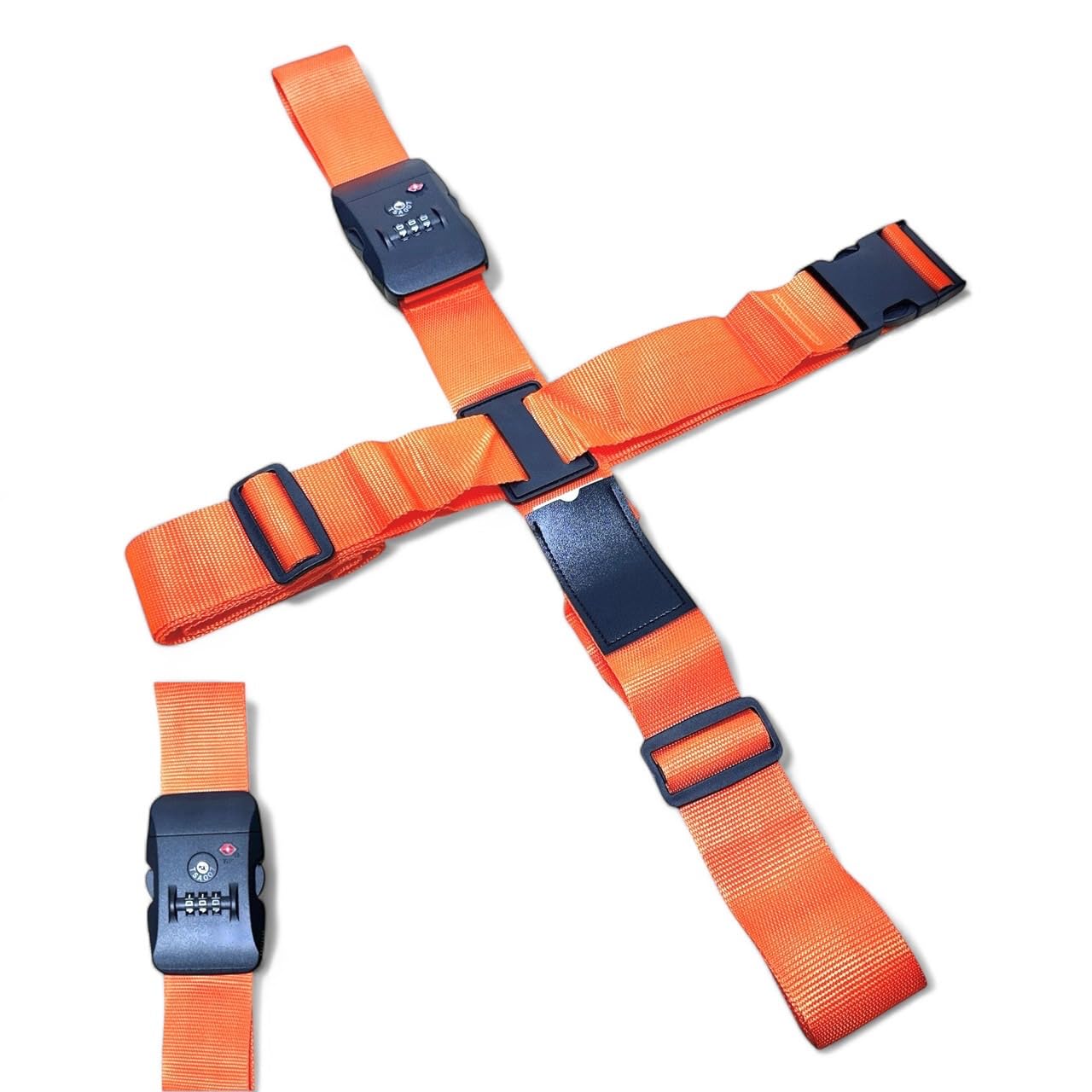 

TAS Lock Suitcase Travel Prevents Cargo from Perfect for Business Trips and Travel [sanmon. shop] Carry-on Strap, Adjustable, Cross-Shaped, 3-Digit помаранчевий