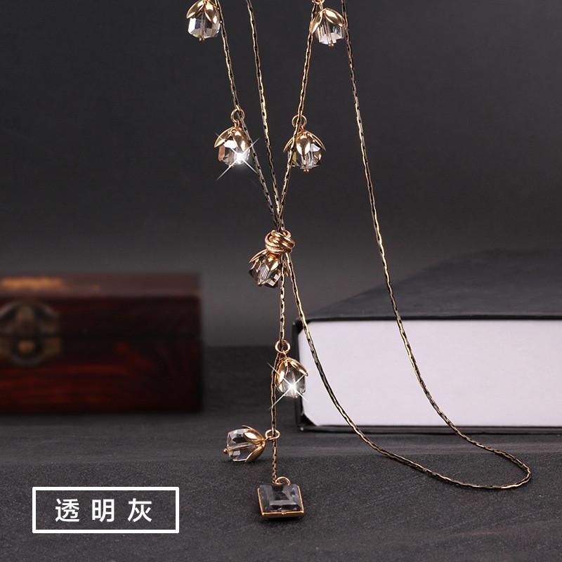 

Geometric Crystal Unique Necklace For Women With Luxurious Titanium Steel Design Transparent Gray