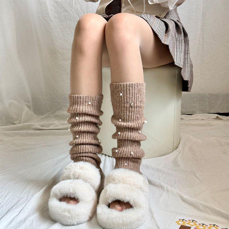 Autumn Winter Leg Warmers Vintage Socks Knitted Slouch Socks American Preppy Style Wool Warm Hot Girl Warm Calf Socks